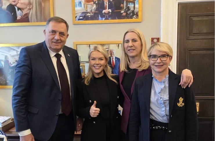 Milorad Dodik, Karoline Leavitt, Željka Cvijanović i Ana Trišić-Babić / SNSD Platforma X