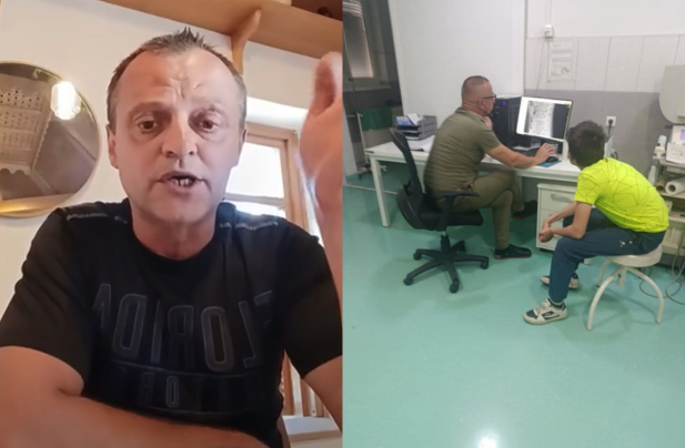 Otac dječaka (lijevo). dječak u bolnici (desno)